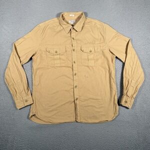 Wallace & Barnes Mens XL Brown‎ Khaki Double Pocket Button Up Work Casual Preppy